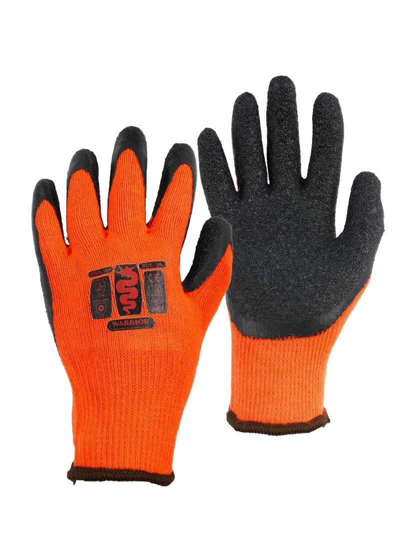 Warrior black latex thermal winter/cold-store work gloves (12 pairs)
