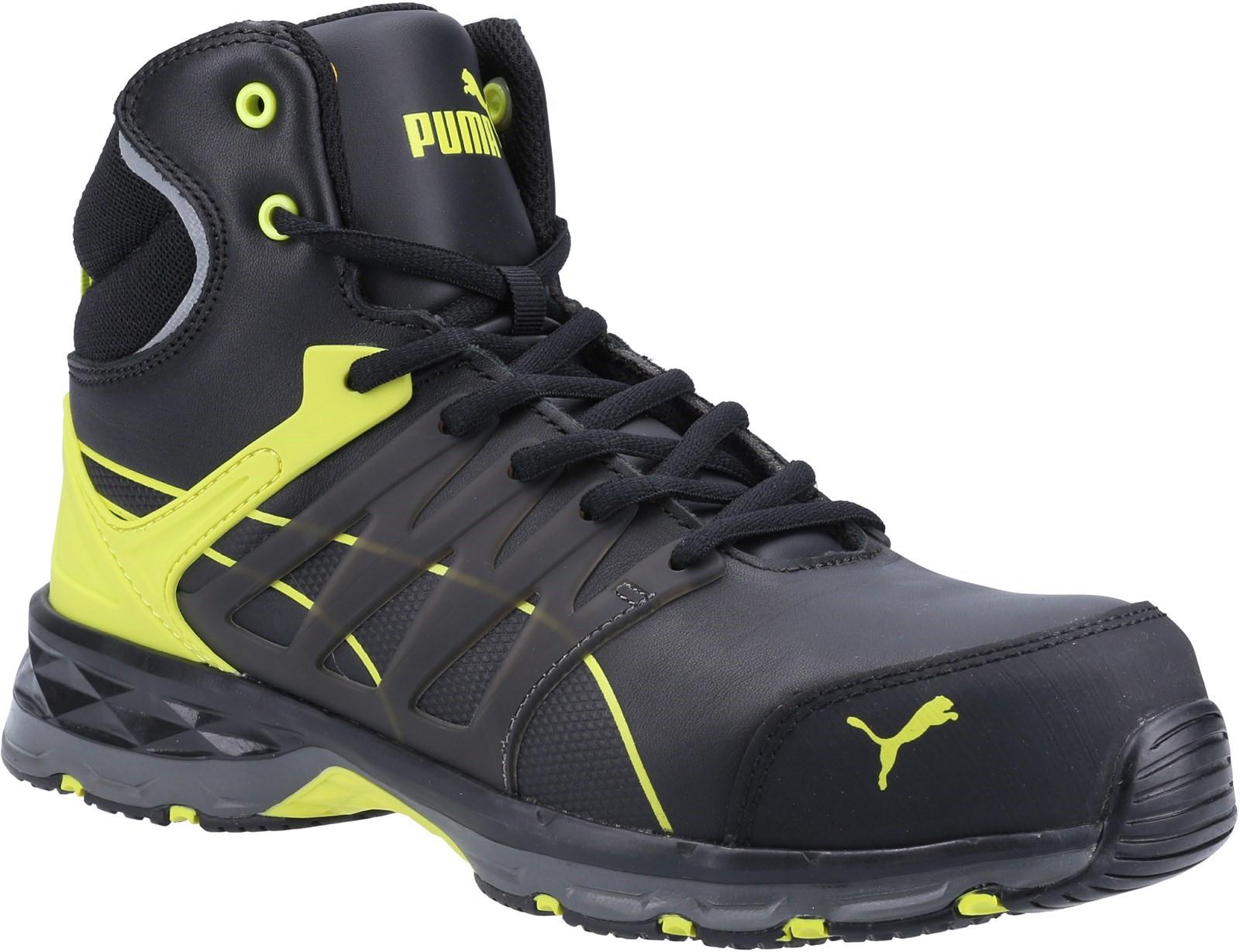 Puma Velocity Mid S3 black/yellow composite toe-cap/midsole work safety boots