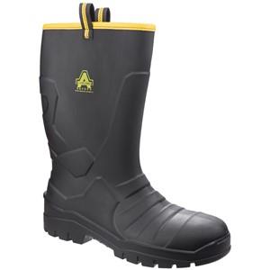 Amblers S5 black PU waterproof insulated steel toe/midsole safety rigger boot #AS1008