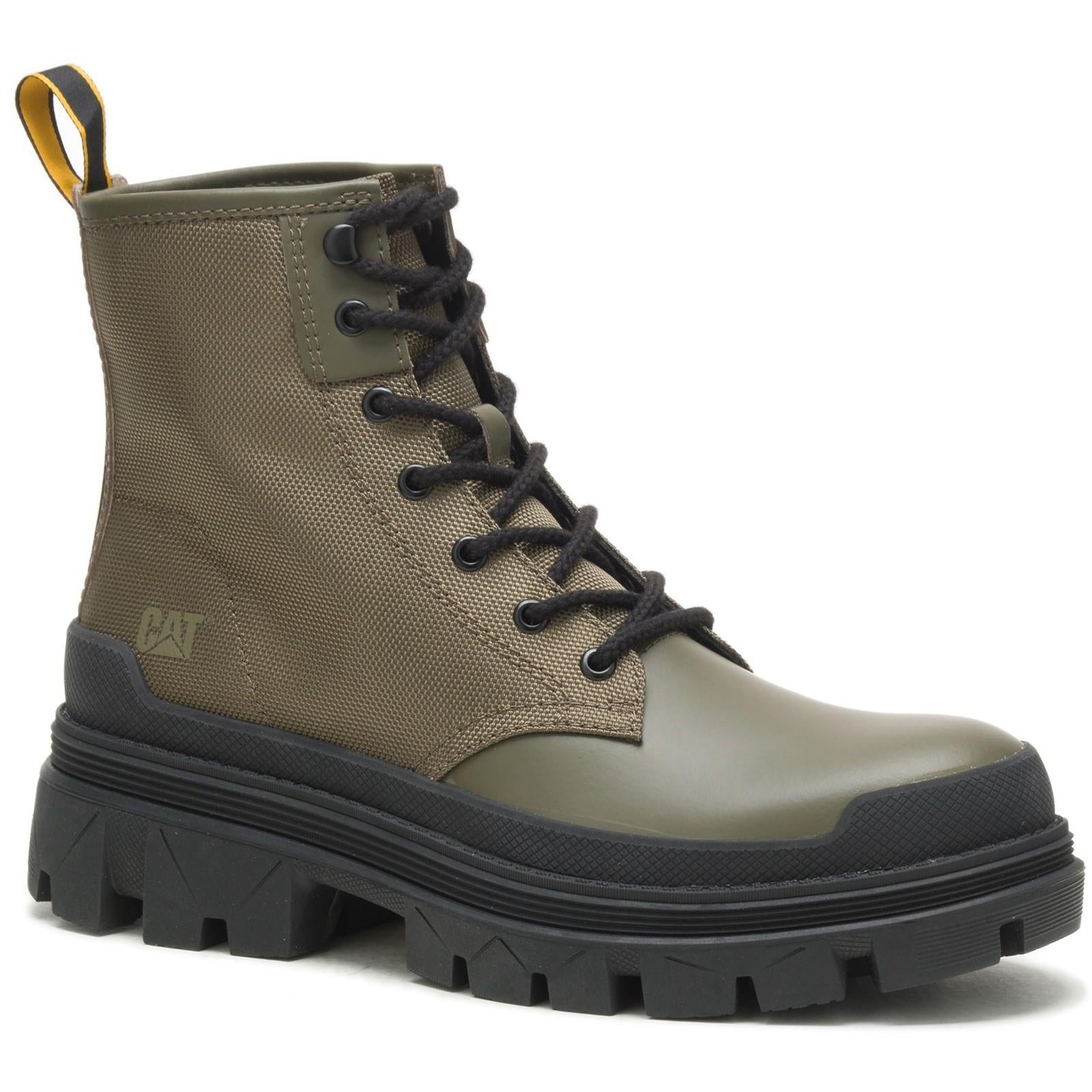 Caterpillar CAT Hardwear Hi olive green leather cushioned lace up boots
