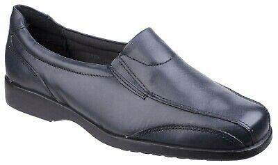 Amblers Merton navy blue leather ladies slip-on shoe