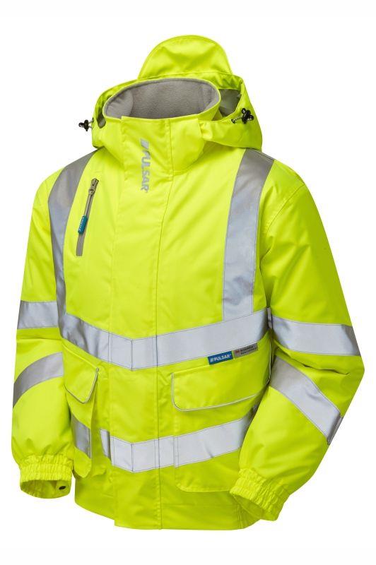 PULSAR® high-visibility waterproof breathable padded yellow bomber jacket #P191