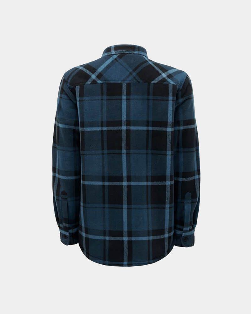 Hard Yakka Sherpa blue plaid fleece work shirt jacket