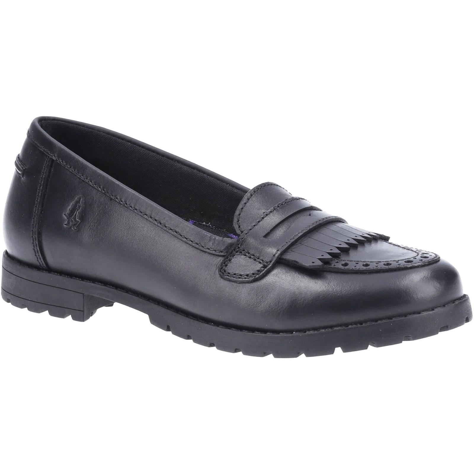 Hush Puppies Emer junior black leather comfortable slip on school shoe