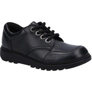 Hush Puppies Kiera junior black leather padded collar school shoe chunky sole