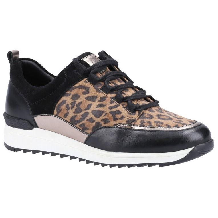 Hush Puppies Ciara leopard print/black ladies memory foam lace up trainers shoes
