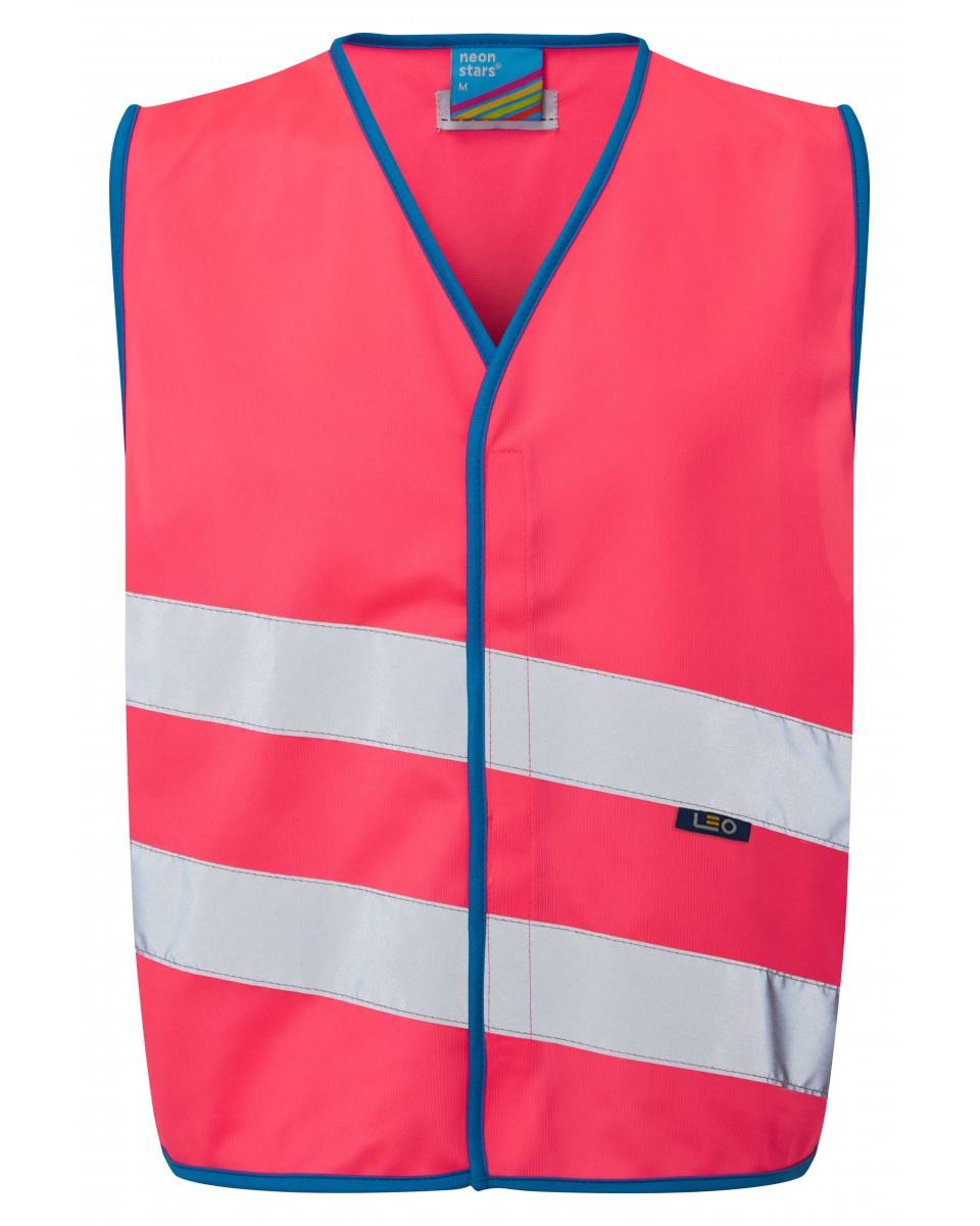 Leo Neonstars pink high visibility EN 1150 children's waistcoat