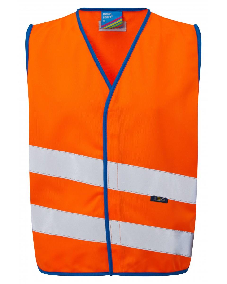 Leo Neonstars orange high visibility EN 1150 children's waistcoat