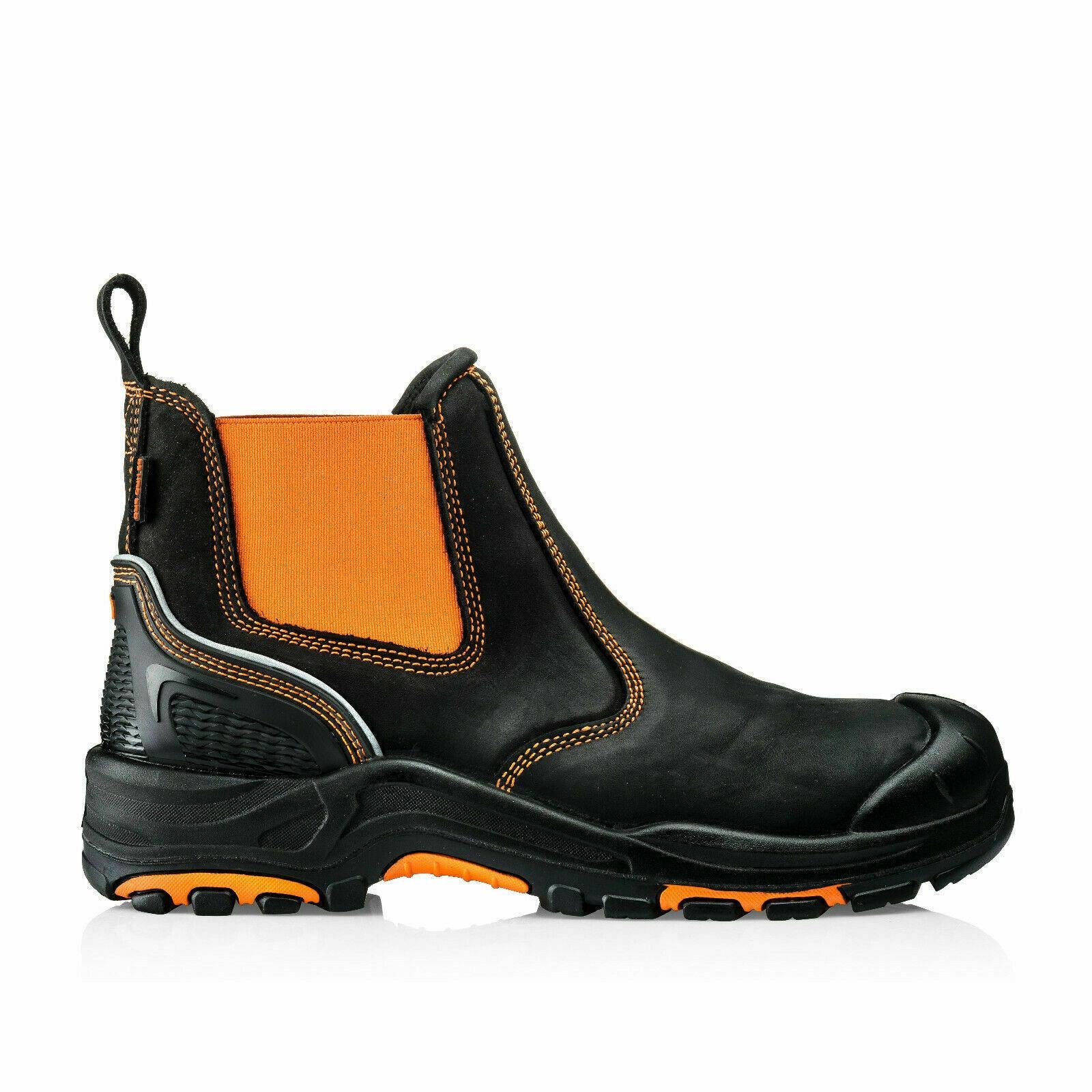 Buckbootz S3 black/orange composite toe/midsole safety dealer work boot #BVIZ3