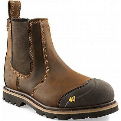 Buckbootz S1P brown leather wide-fit steel toe/midsole scuff-cap safety dealer boot #B1990