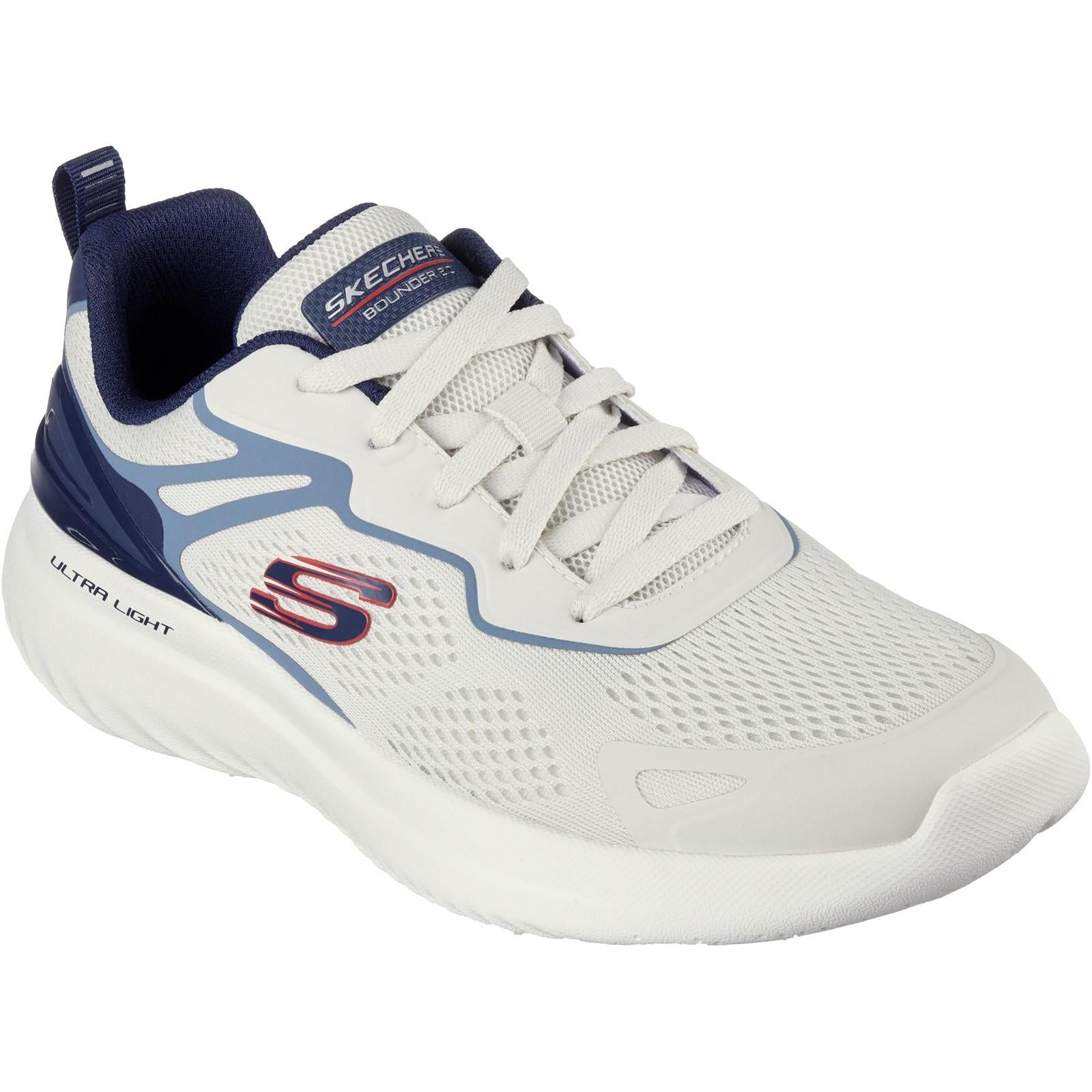 Skechers Bounder 2.0 Andal white/navy memory foam sports gym trainers shoes
