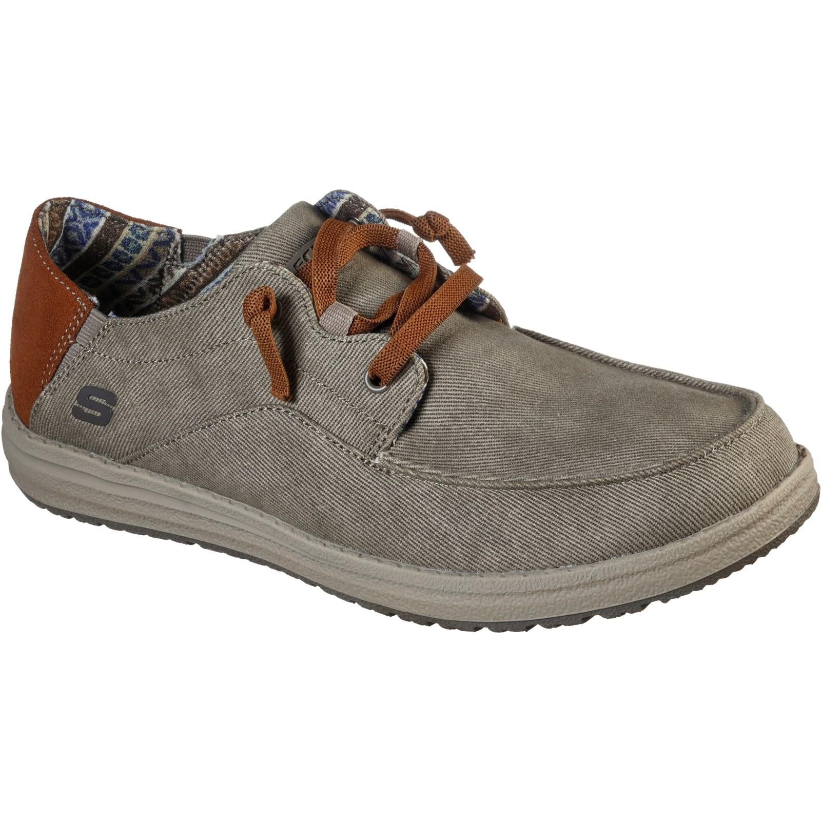 Skechers Melson Planon taupe memory foam slip on canvas shoes