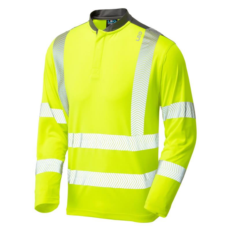 Leo Watermouth high visibility yellow ISO 20471:3 Performance long-sleeve T-Shirt