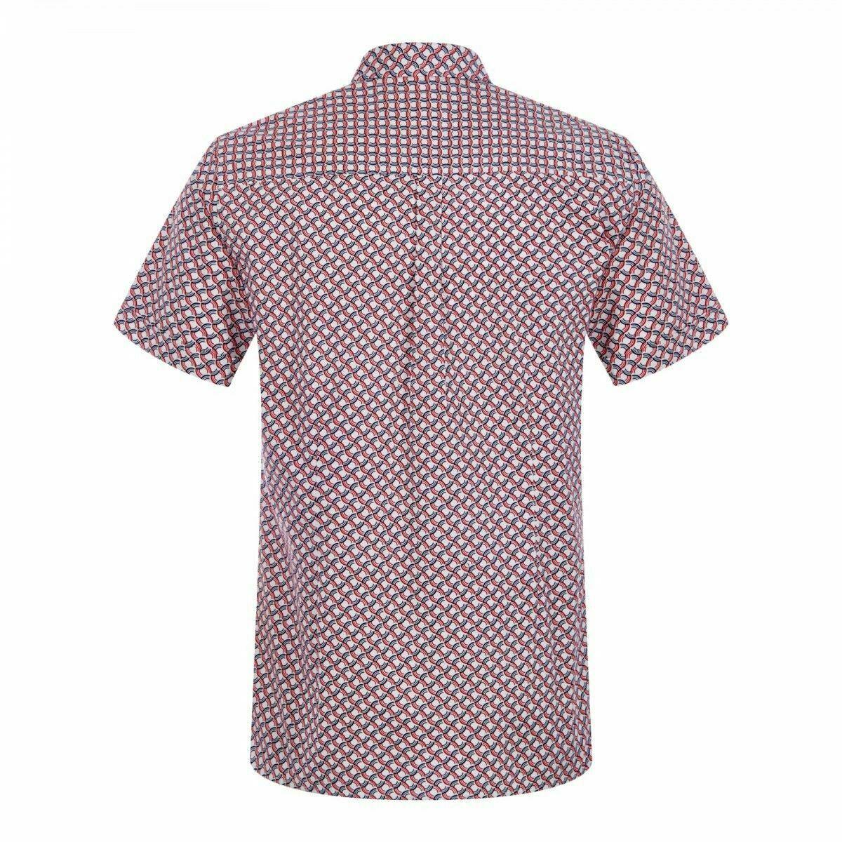 MERC Avery red short-sleeve geo-print cotton shirt size medium