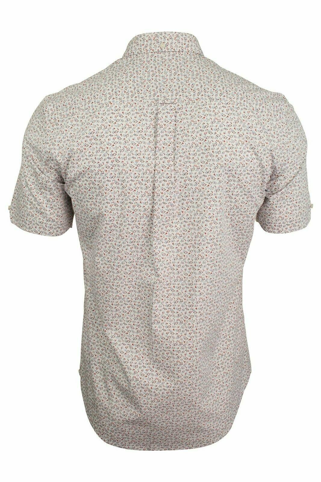 Ben Sherman 49970 white micro floral print cotton short sleeve shirt size small