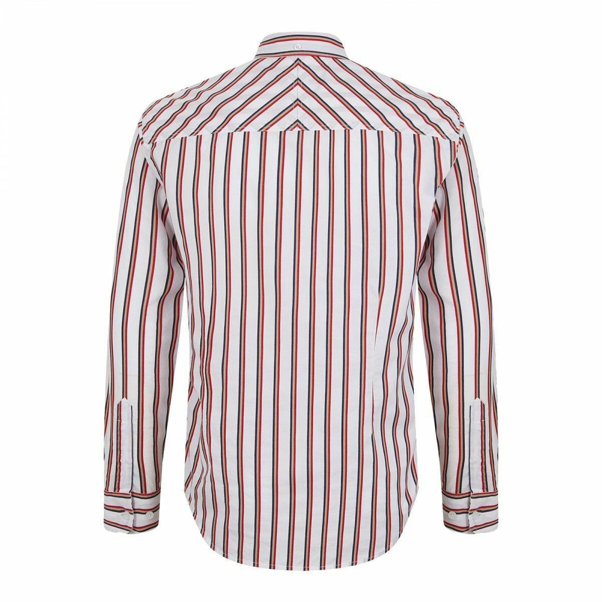 MERC Elsted white long-sleeve striped cotton shirt