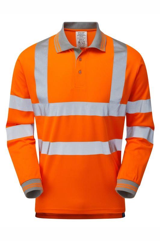 PULSAR® Rail long-sleeve moisture wicking breathable polycotton polo shirt #PR470