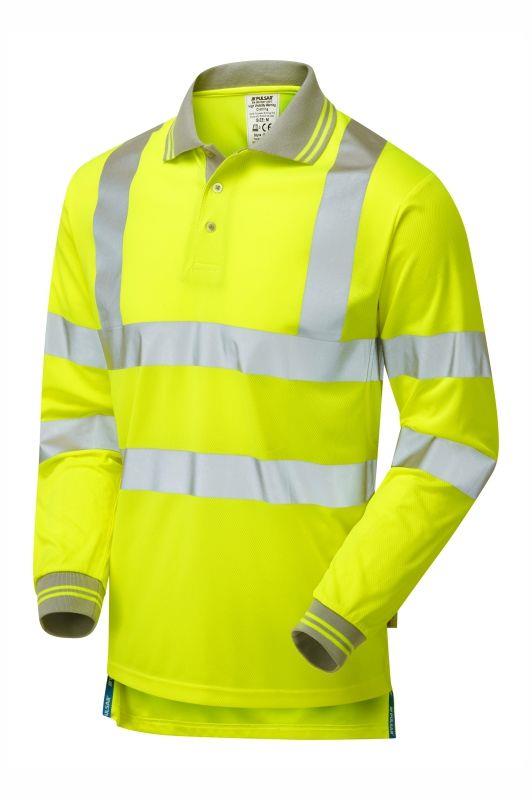 PULSAR® high-visibility yellow long-sleeve polo-shirt #P458