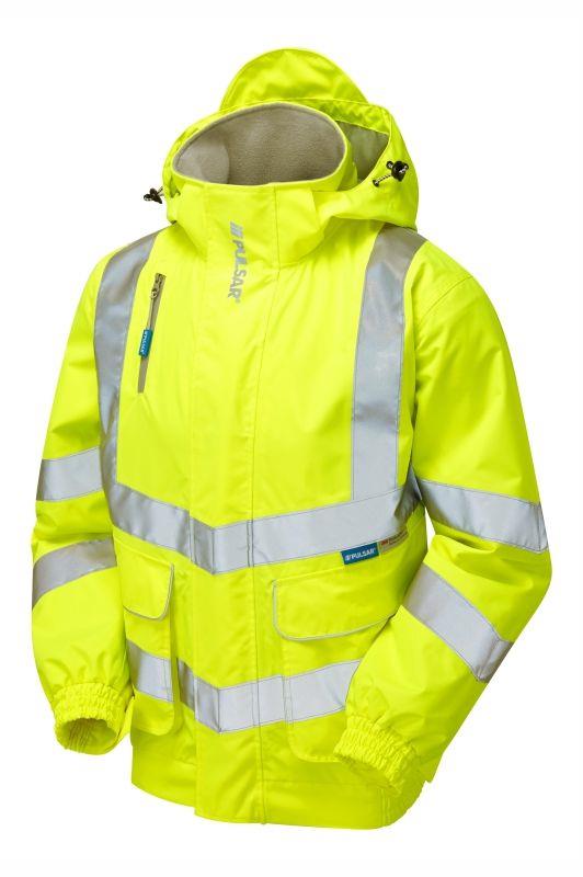 PULSAR® high-visibility waterproof breathable unlined yellow bomber jacket #P533