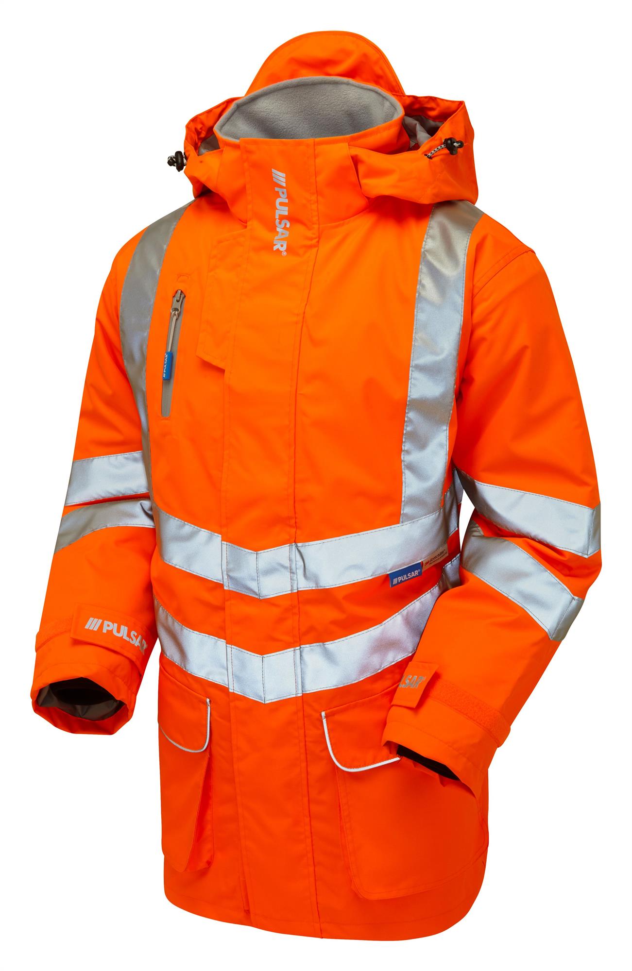 PULSAR® Rail orange waterproof breathable unlined interactive storm coat #PR499
