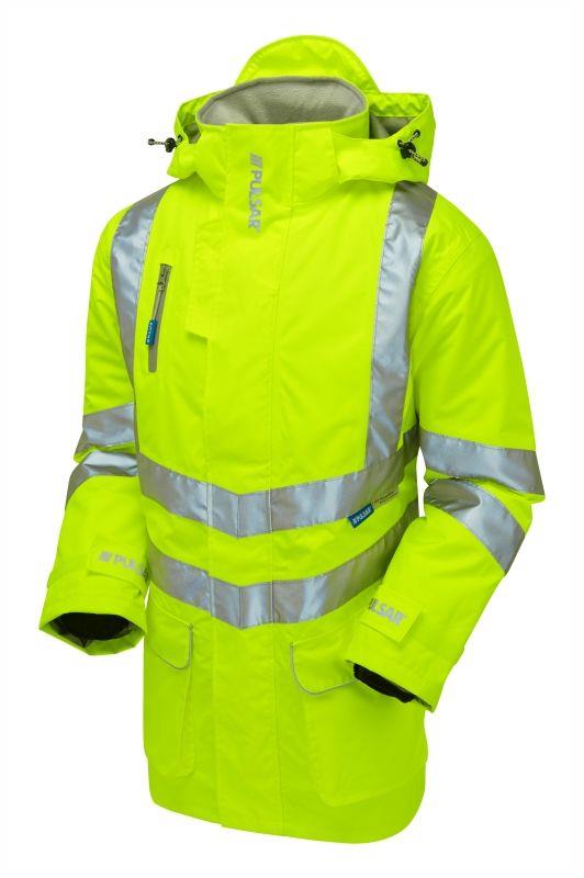PULSAR® high-visibility yellow microfibre-lined padded Storm coat #P187