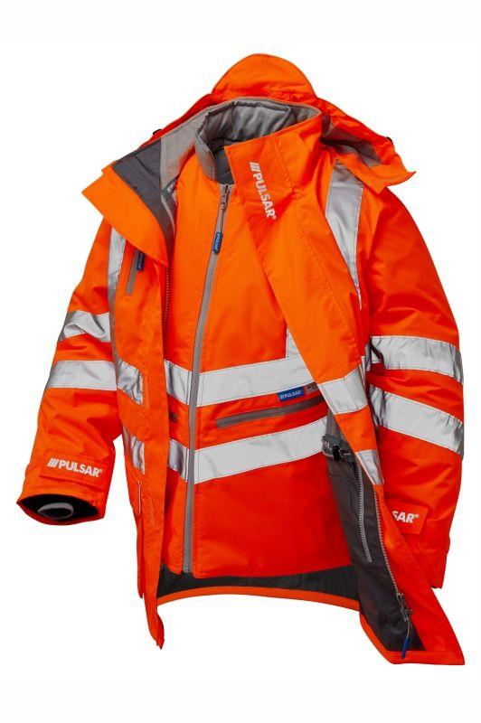 PULSAR® 7-in-1 orange Rail Interactive Storm Coat & Bodywarmer #PR497