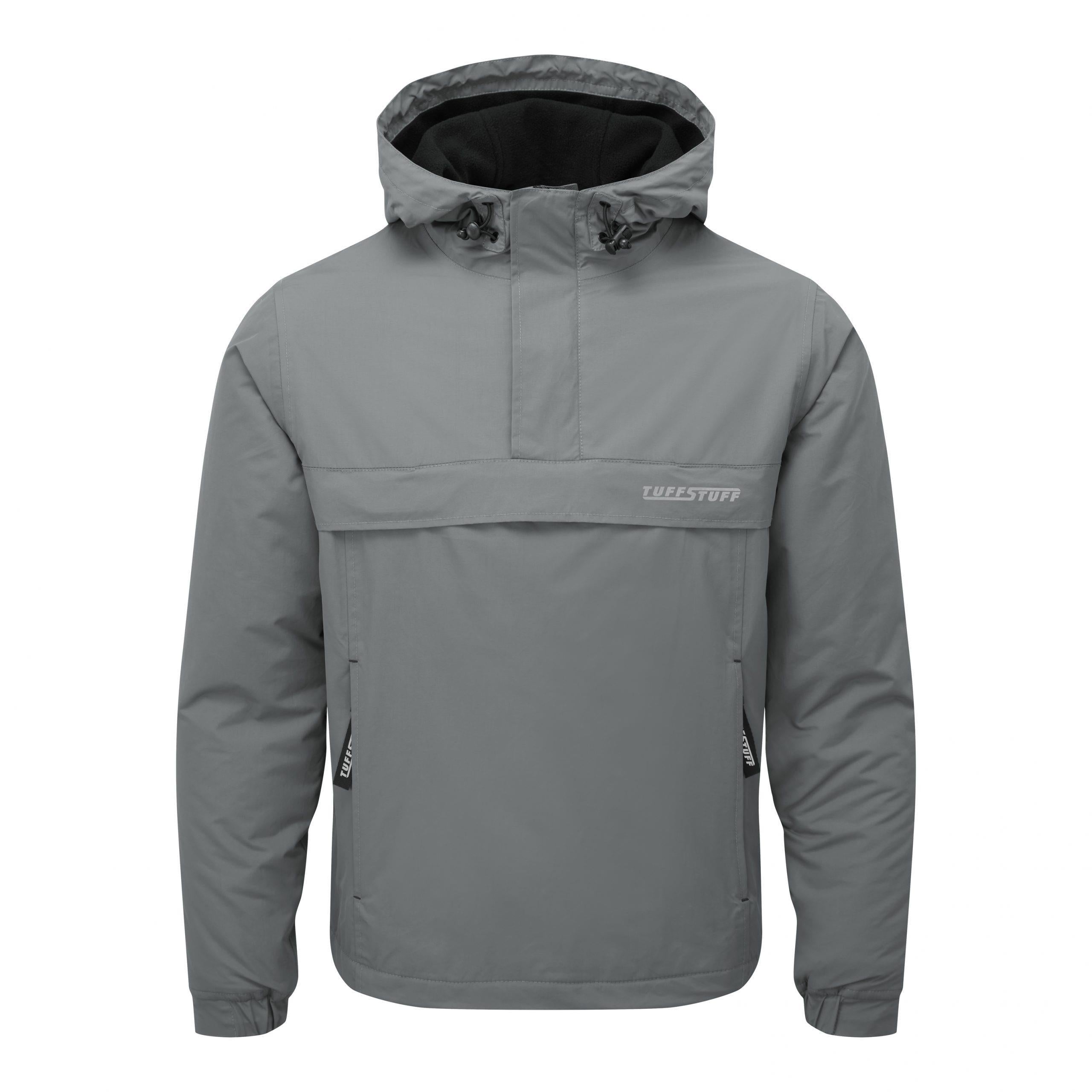 Tuffstuff Sutherland grey waterproof lined 1/4 zip hooded windbreaker jacket #295