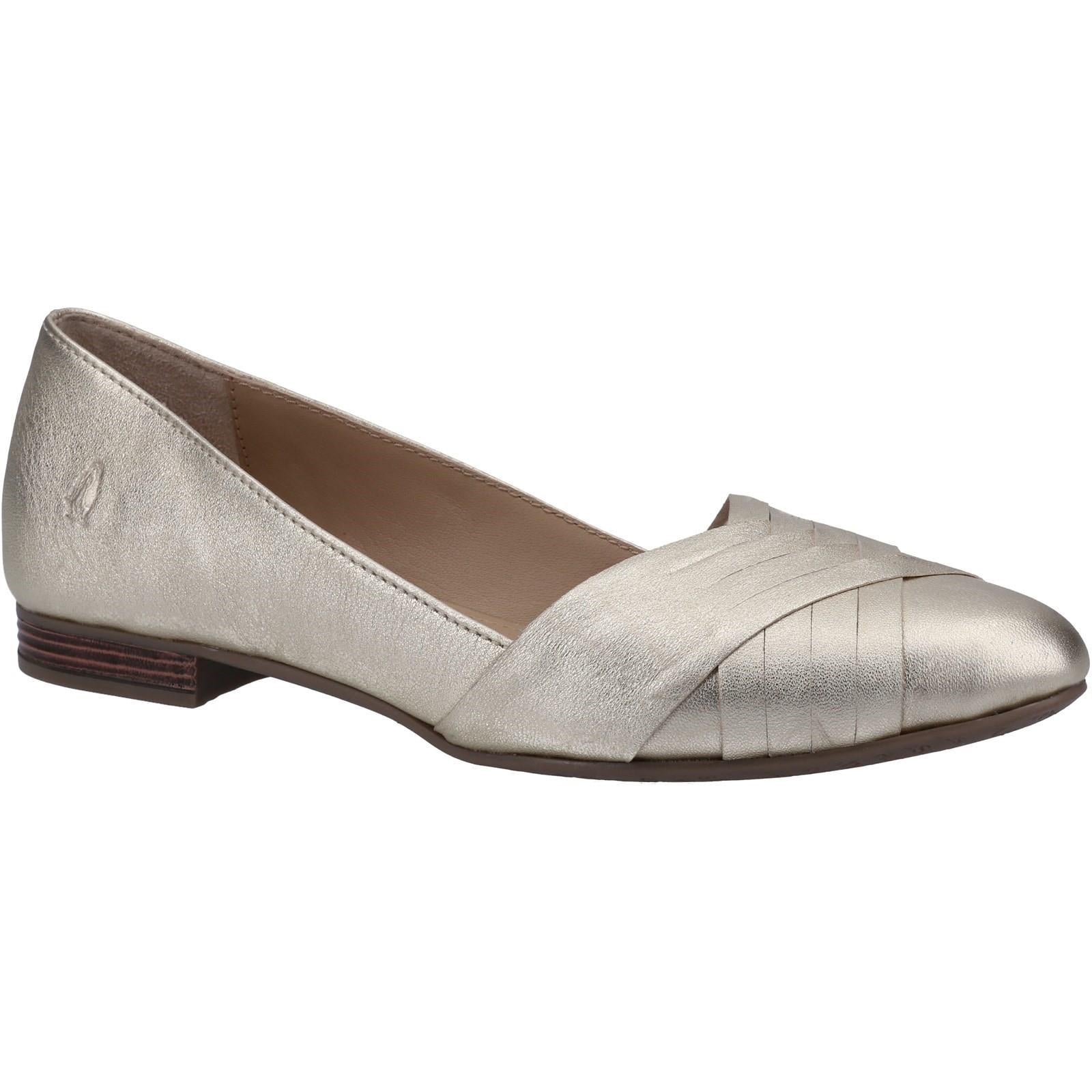 Hush Puppies Marley gold leather ladies slip on ballet ballerina shoes