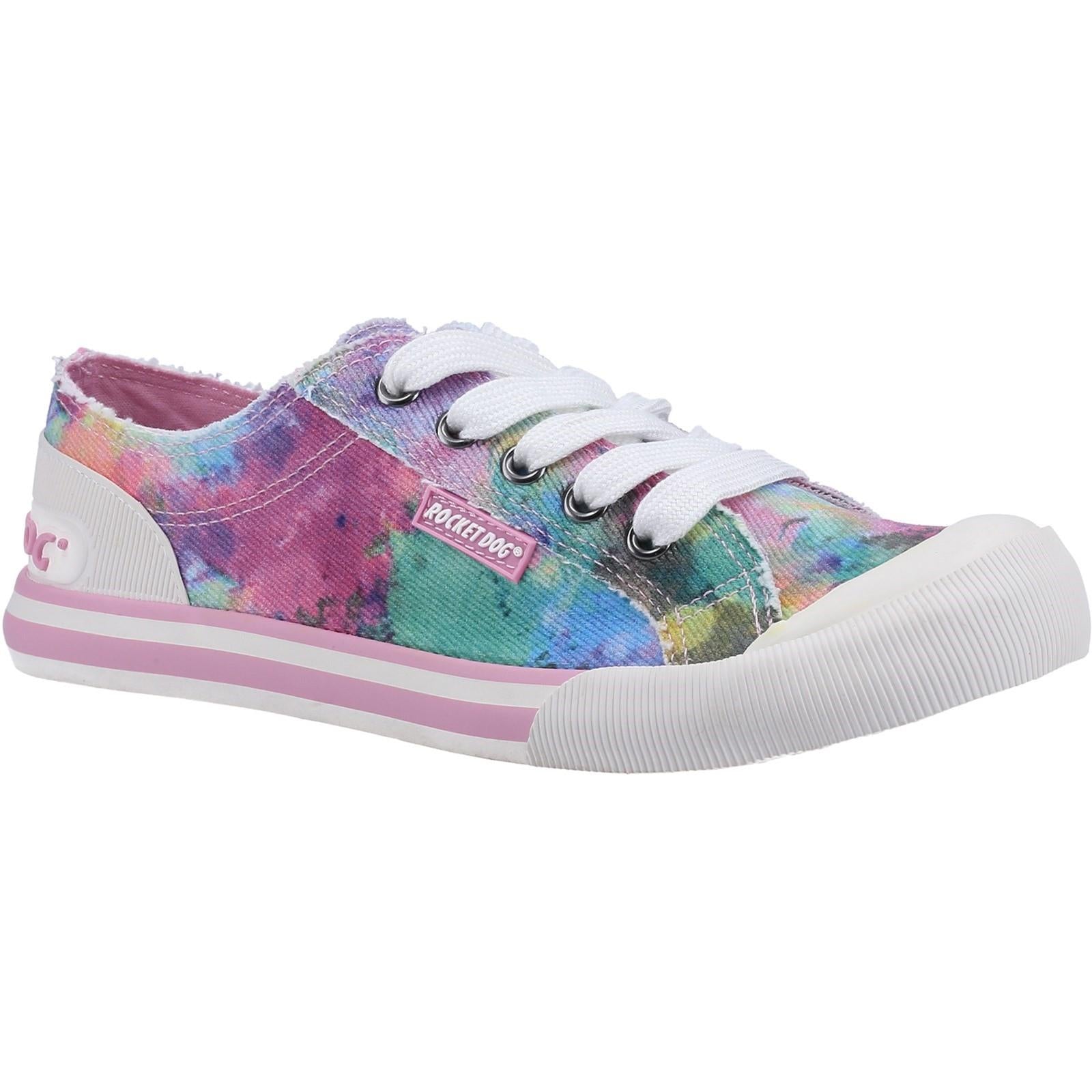 Rocket Dog Jazzin Candy Tie Dye ladies lace up plimsoll trainers shoes
