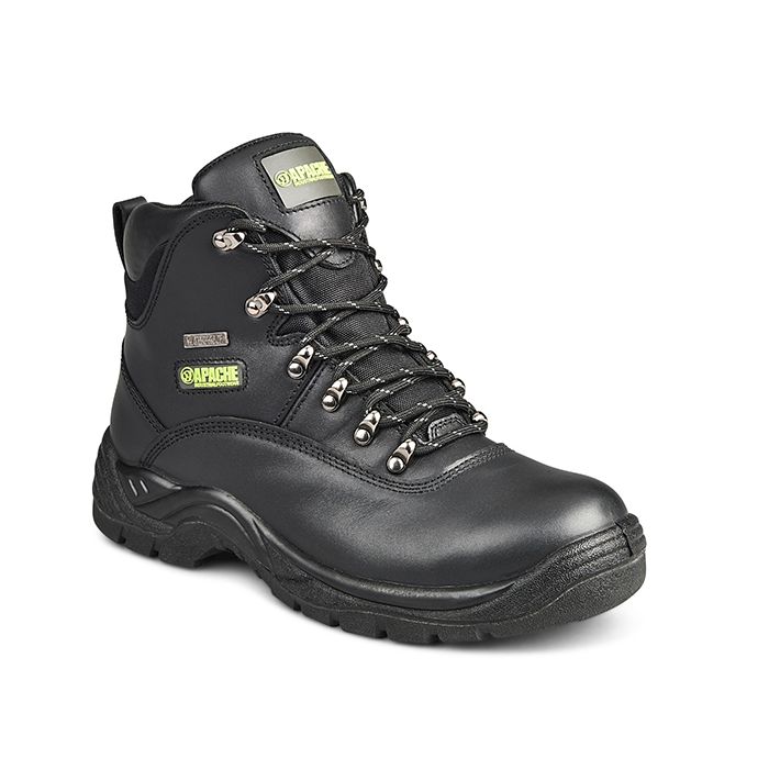 Apache S3 black waterproof steel toe/midsole safety hiker work boot #SS812SM