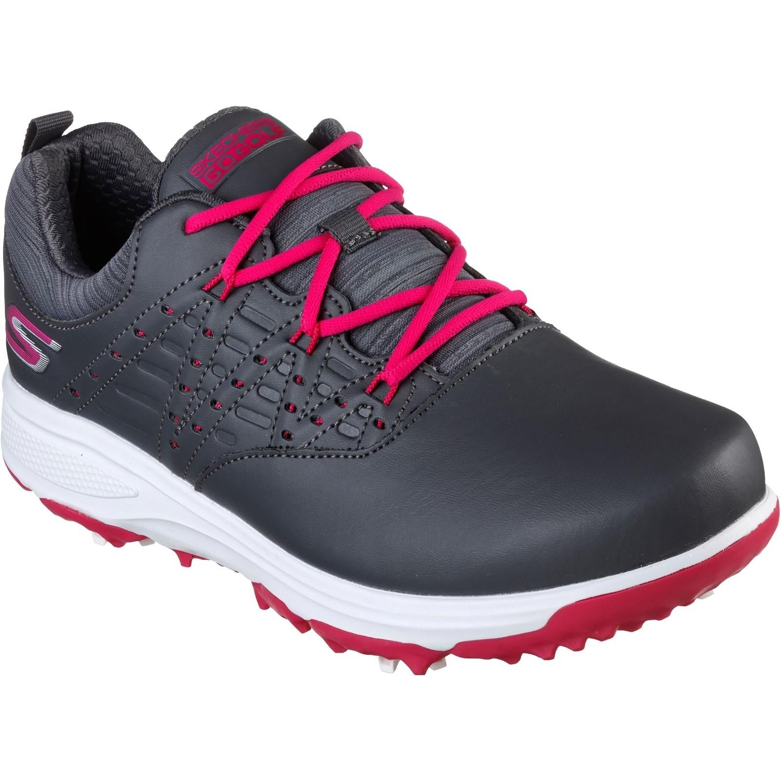 Skechers Go Golf Pro V.2 ladies grey/pink softspikes waterproof trainers shoes