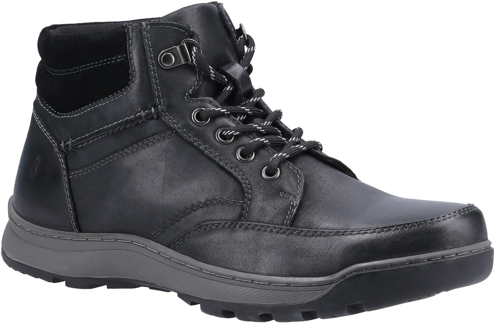 Hush Puppies Grover black leather memory foam breathable lace up boots