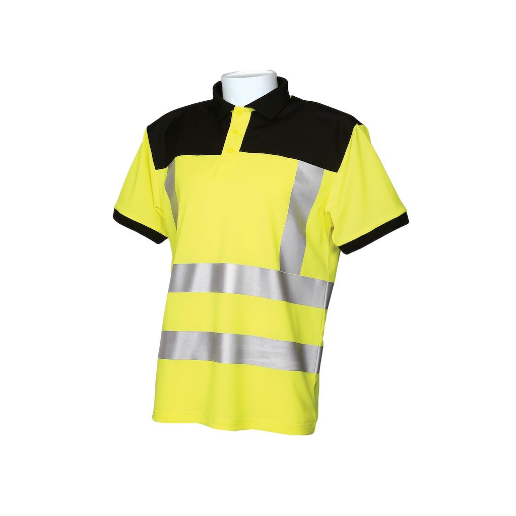 SCAFFSHIRT high-visibility yellow shoulder-protection scaffolder/hod-carrier polo shirt