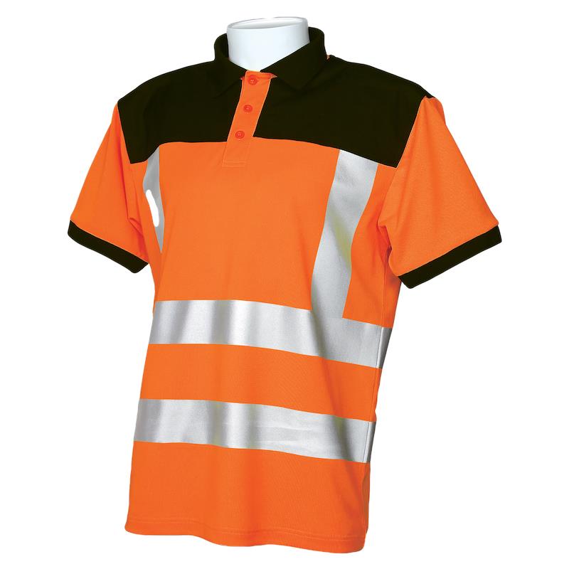 SCAFFSHIRT high-visibility orange shoulder-protection scaffolder/hod-carrier polo shirt