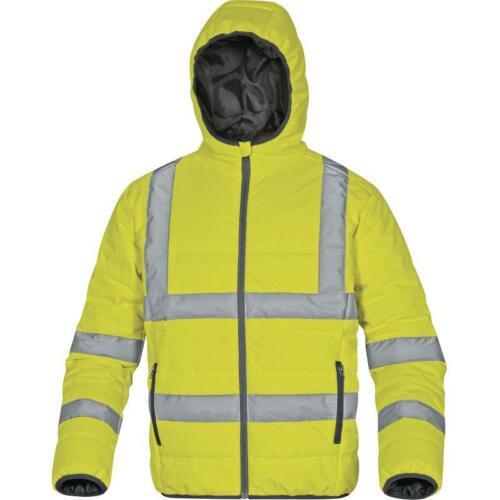 Delta Plus Doon yellow Ripstop hi-viz padded showerproof hooded jacket