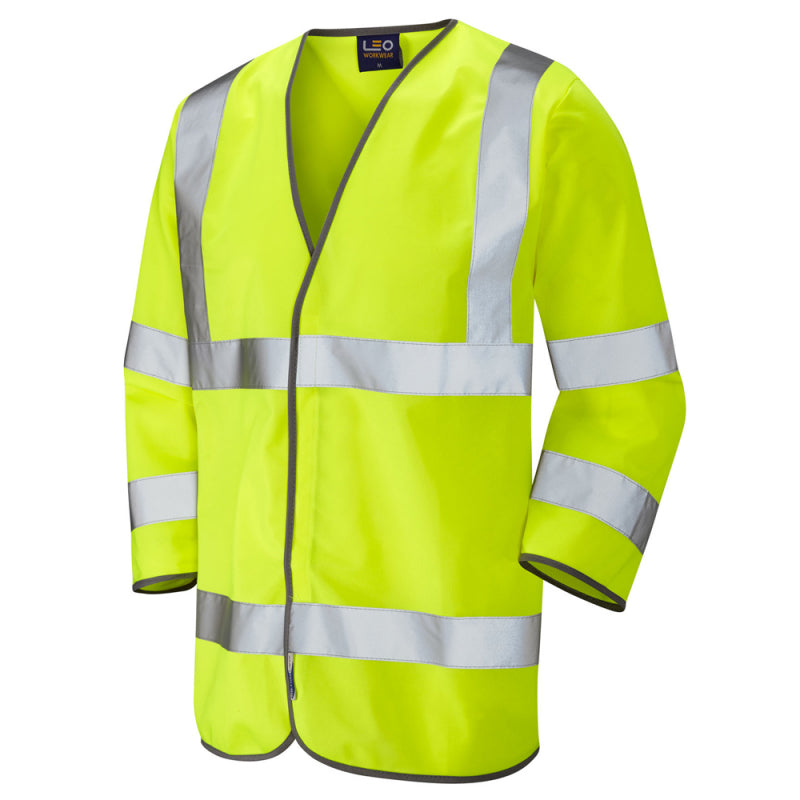Leo Forches high-visibility yellow ISO 20471:3 3/4 sleeve waistcoat