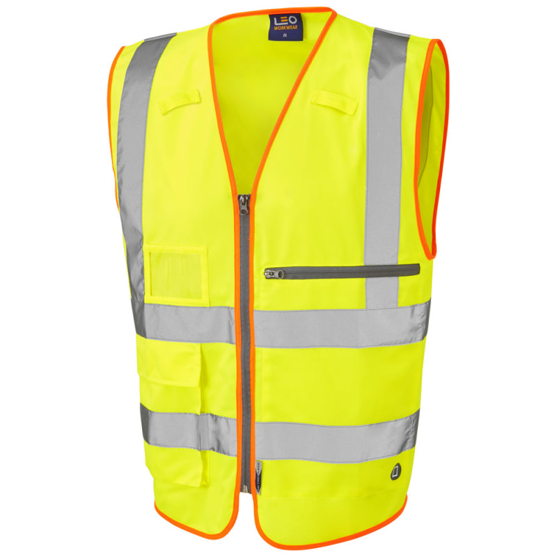 Leo Foreland high-visibility yellow 471:2 superior waistcoat with tablet pocket