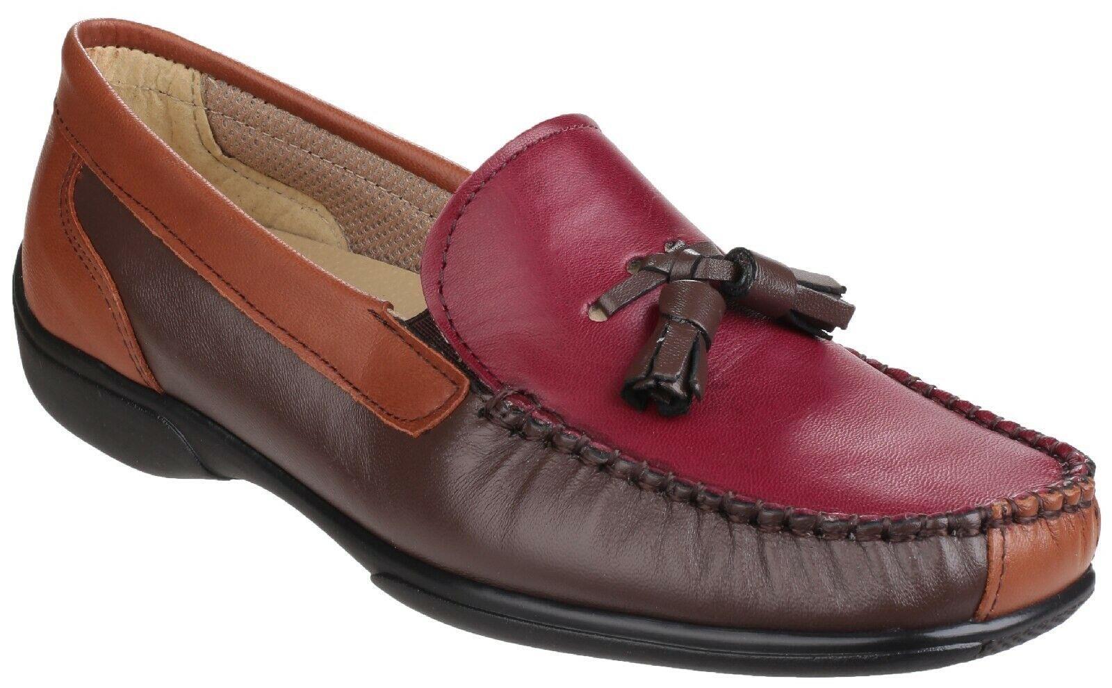 Cotswold Biddlestone chestnut/tan/wine women's slip on lightweight loafer shoe