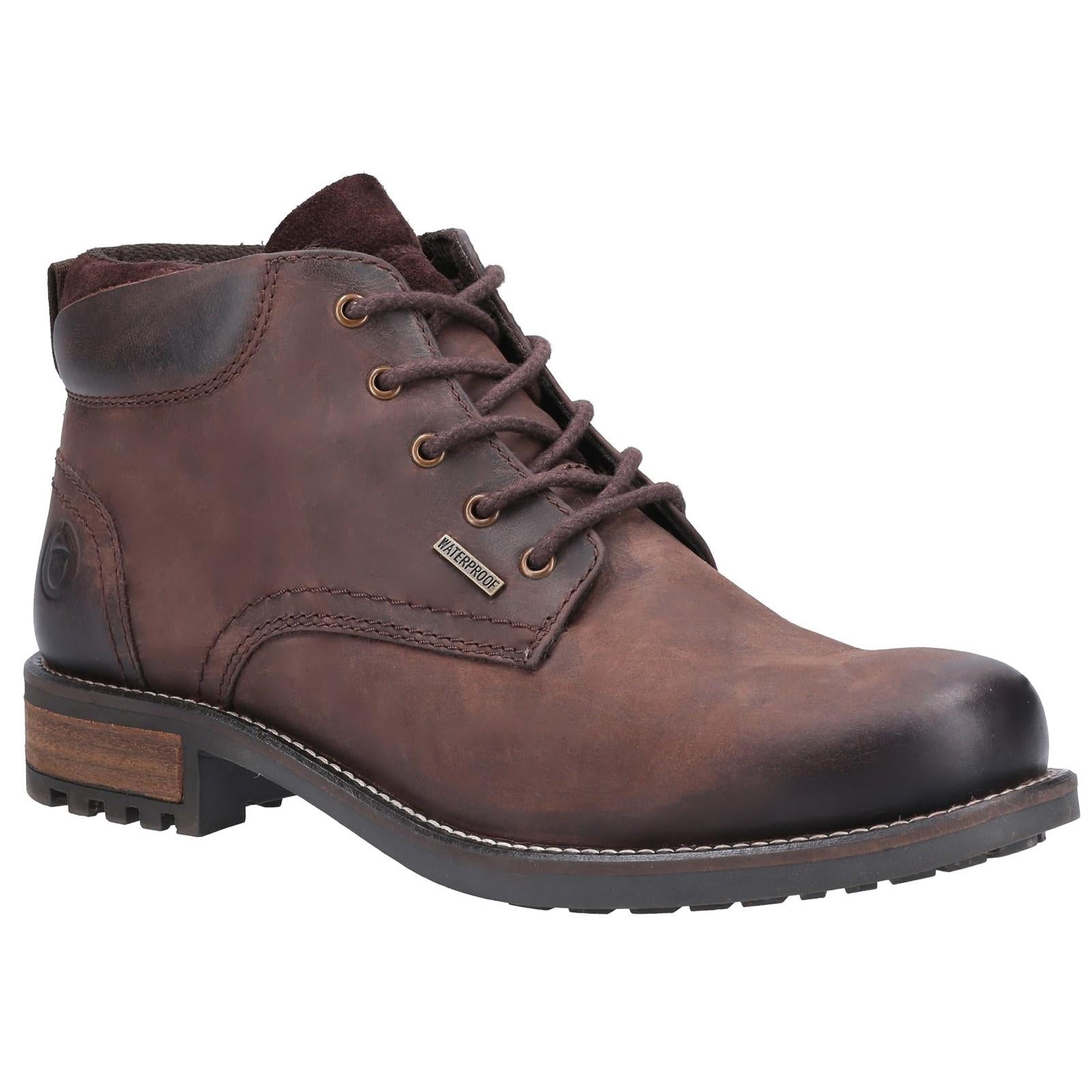 Cotswold Woodmancote brown leather waterproof lace up work boots