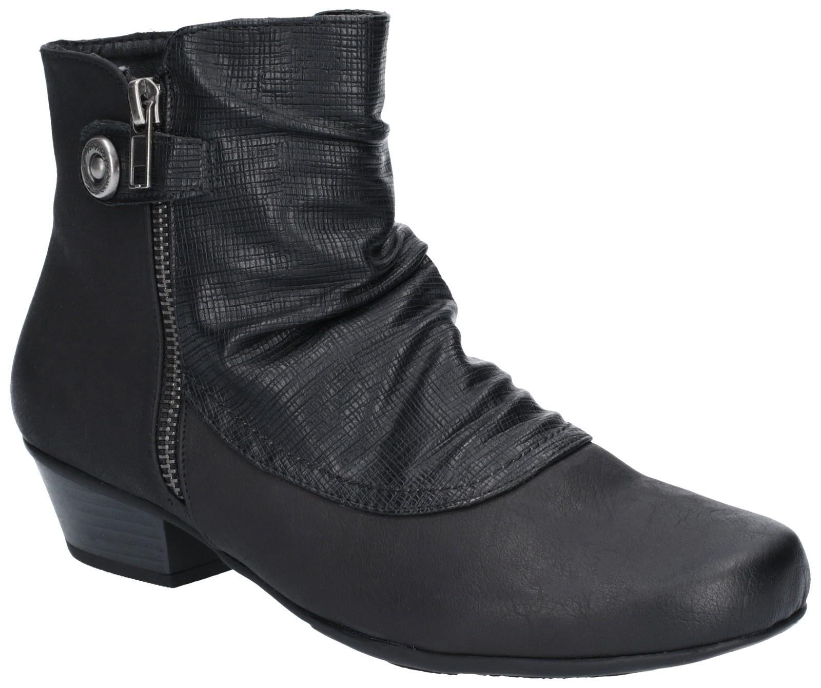 Fleet & Foster Jordie black ladies lightweight buckle and zipper ankle boot