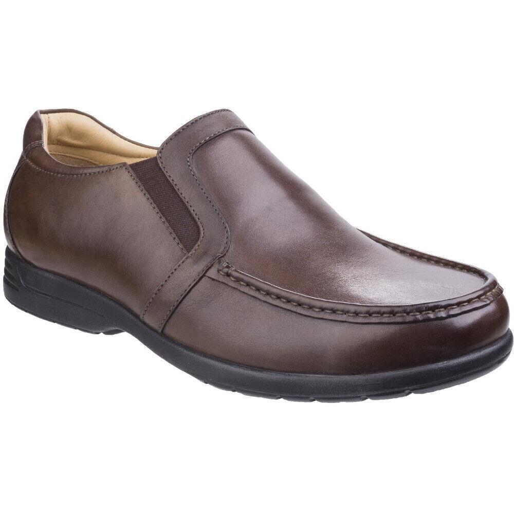 Fleet & Foster Gordon brown leather dual fit men's moccasin style shoe