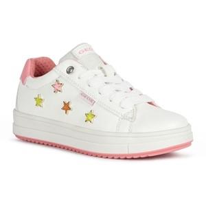 Geox Rebecca girls white/fuchsia breathable trainer #J15BDA