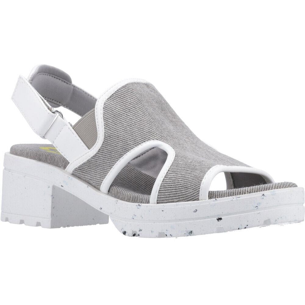 Rocket Dog Lilly ladies grey/white touch fastening open toe heel canvas sandals