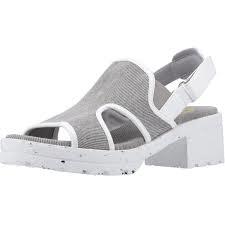 Rocket Dog Lilly ladies grey/white touch fastening open toe heel canvas sandals