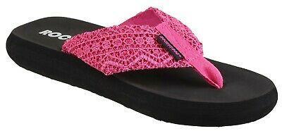 Rocket Dog Spotlight pink crochet upper slip-on flip-flop sandal