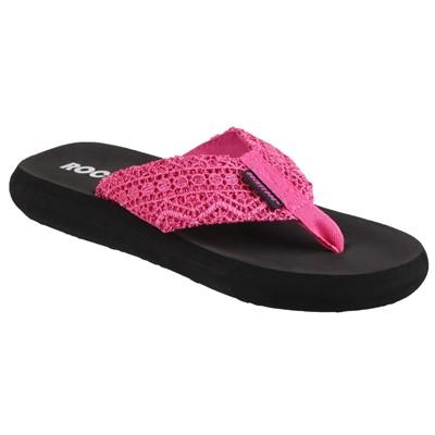 Rocket Dog Spotlight pink crochet upper slip-on flip-flop sandal
