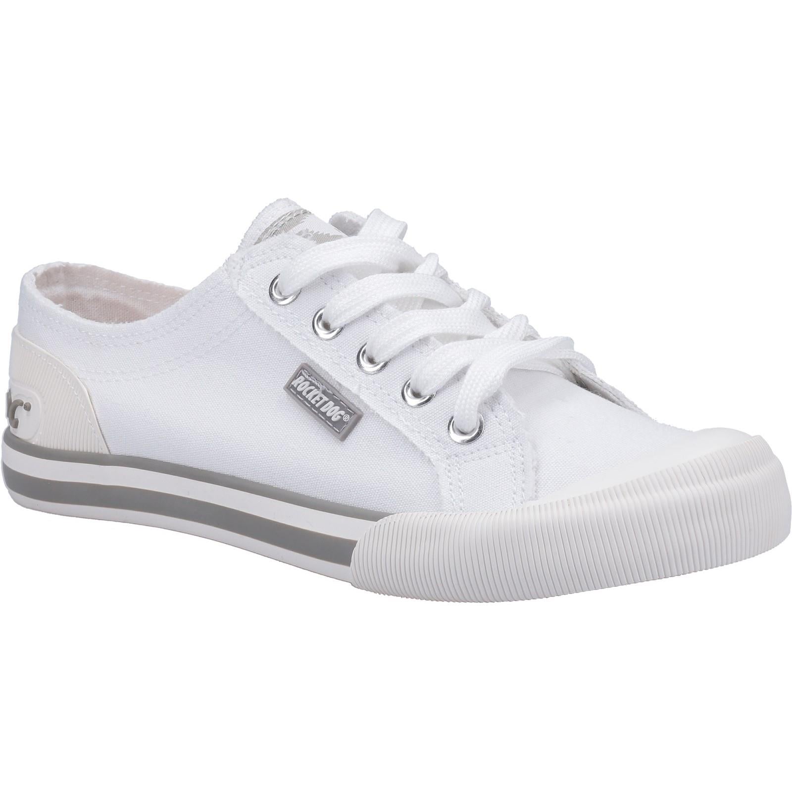 Rocket Dog Jazzin Canvas ladies white lace up plimsoll trainers shoes