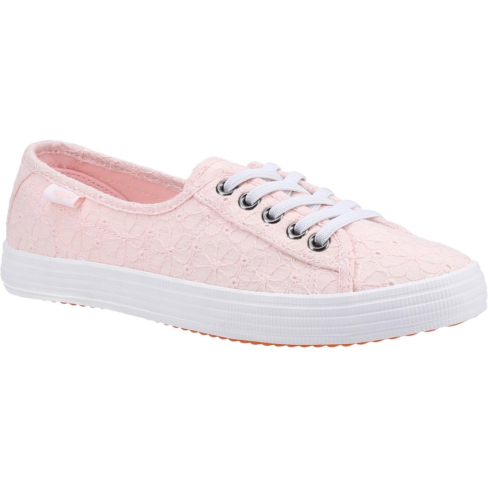 Rocket Dog Chow Chow Elsie pink floral ladies lace up plimsoll trainers shoes