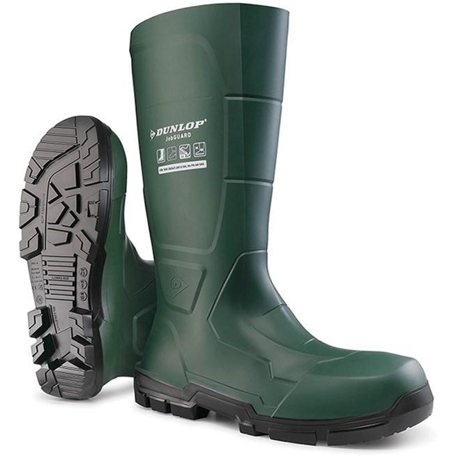 Dunlop JobGUARD green slip resistant waterproof work wellington boots
