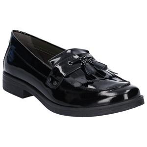 Geox J Agata A black patent girls breathable easy to put on loafer shoe#J4449A